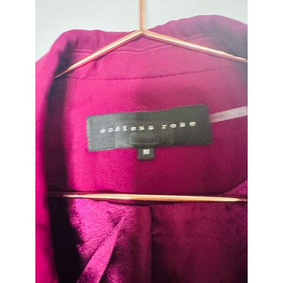 ENDLESS ROSE Purple Crepe Front Button Closure Jacket Blazer Size Medium - Picture 7 of 15